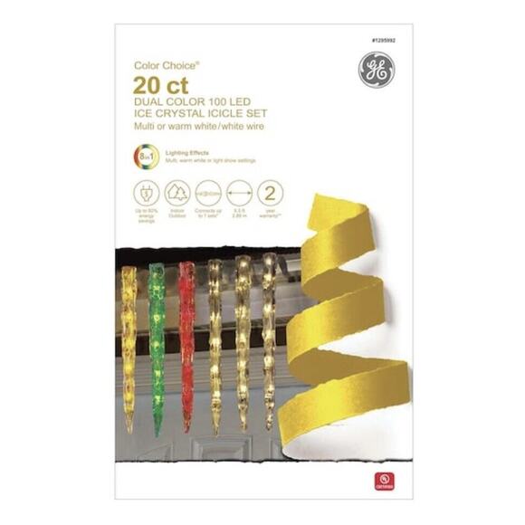 GE Color Choice Dual Color White / Multi-Color 20 Ct LED Icicle Lights - 1295992